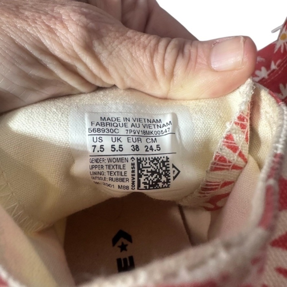 Converse Chuck Taylor Daisy Print High Top Sneakers Coral Women's 7.5‎ - Picture 7 of 16